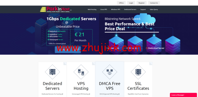 Parkinhost：俄罗斯抗投诉 VPS 六折促销，KVM 架构，无视版权，不限流量，年付 33.3 美元起