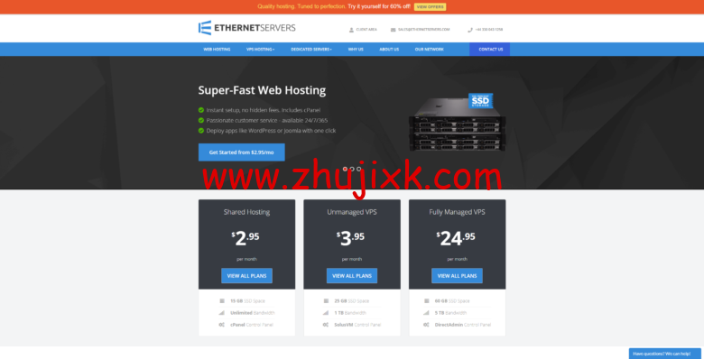 EtherNetservers：美国服务器，可选洛杉矶和新泽西机房，E3/16G/5IP，1Gbps 不限流量，.95/月起