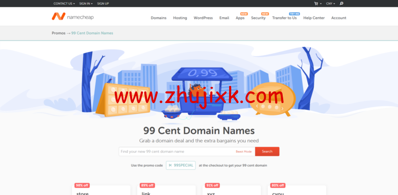 Namecheap：com/net 注册优惠 21%，多款域名年付 0.99 美元