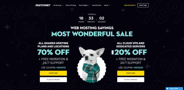 FastComet：外贸主机，cPanel 虚拟主机限时 3 折促销活动，月付 2.95 美元起