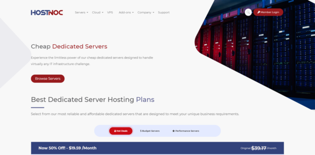 HOSTNOC：国外便宜服务器七五折优惠，月付 14.69 美元起，可选洛杉矶、蒙特利尔和法国巴黎