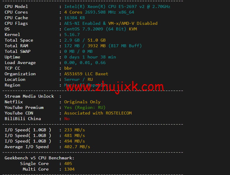 justhost.ru：俄罗斯 kazan(喀山)机房，简单测评