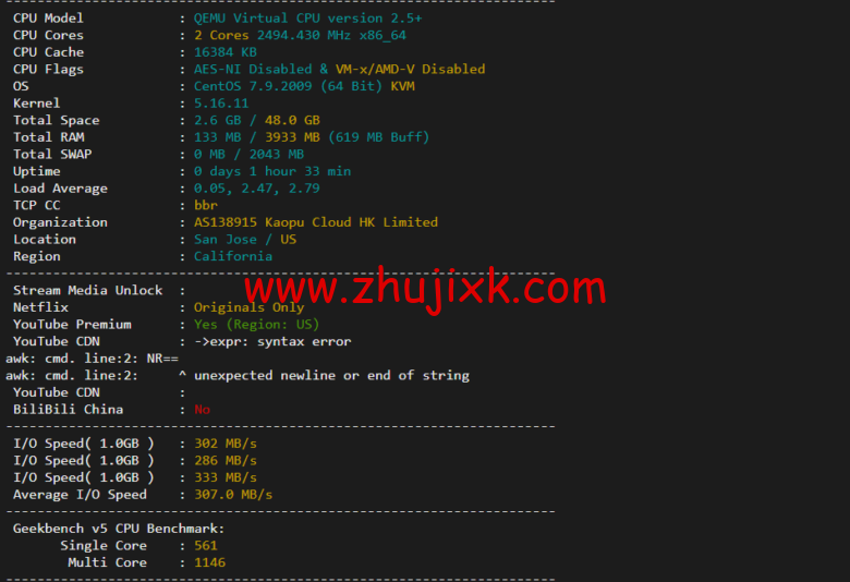 lightnode：美国硅谷 VPS，1 核/2G 内存/50G 硬盘/1000GB 流量，月付.71，解锁流媒体/小时计费，简单测评