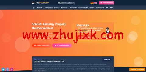 DeinServerHost:德国 vps,2 核/4GB 内存/50GB NVMe 硬盘/不限流量/1Gbps 端口,€27.5/年 DeinServerHost:德国 vps,2 核/4GB 内存/50GB NVMe 硬盘/不限流量/1Gbps 端口,€27.5/年