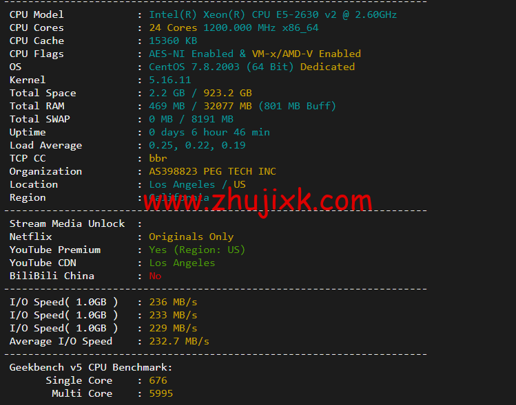 raksmart：美国洛杉矶机房独立服务器，大陆优化 100M 线路（个别地区走 cn2 线路回国），机器性能/流媒体/线路等测评数据分享