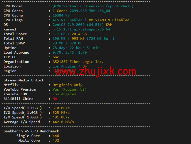 搬瓦工：DC6 CN2 GIA-E 线路，洛杉矶机房简单测评