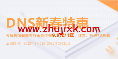 【阿里云采购季】网站稳定加速必备-云解析DNS个人版1年仅需9块9