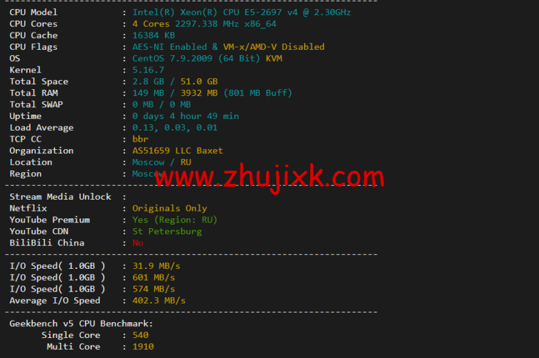 justhost.ru：莫斯科 Tier-3（DataLine）机房 VPS，简单测评