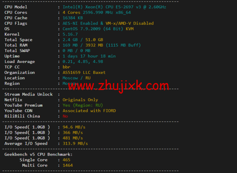 justhost.ru：莫斯科机房 VPS，简单测评