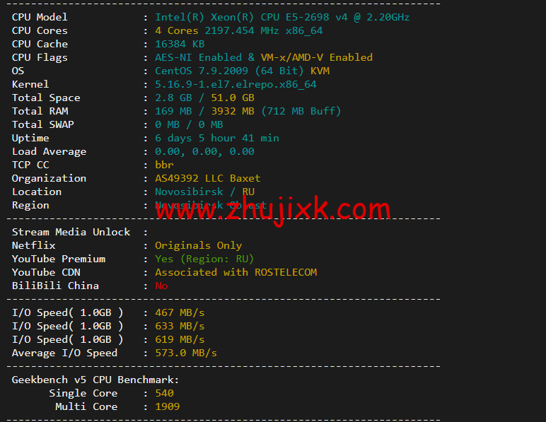 justhost.ru：新西伯利亚 Adman 机房 VPS，简单测评