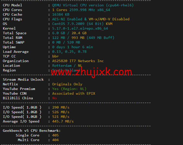 搬瓦工：荷兰阿姆斯特丹机房 EUNL_3 普通线路，简单测评