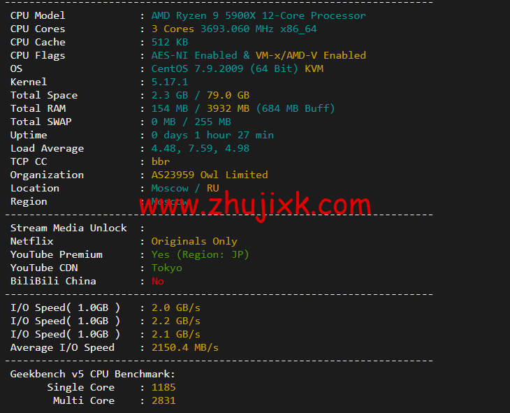 Virmach：日本机房，AMD Ryzen+NVMe 高性能系列 VPS，简单测评