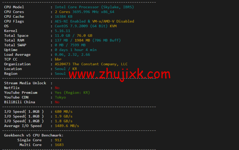 Vultr：韩国首尔机房云服务器测评 2022：下载速度、速度延迟、路由丢包、性能测评、流媒体解锁等