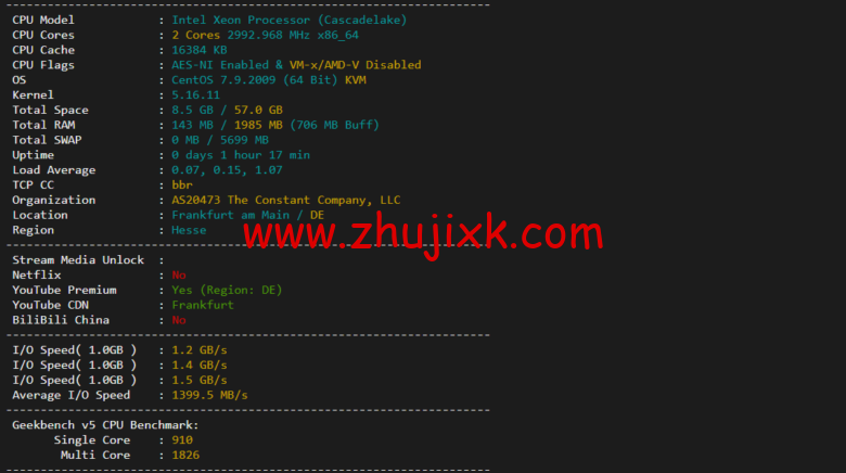 Vultr：德国法兰克福机房云服务器测评 2022：下载速度、速度延迟、路由丢包、性能测评、流媒体解锁等