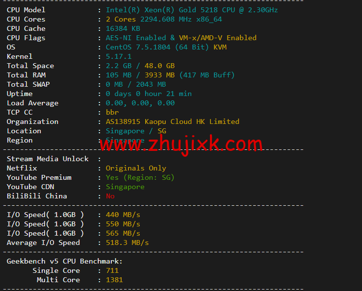 萤光云:新加坡机房云服务器,简单测评 萤光云:新加坡机房云服务器,简单测评