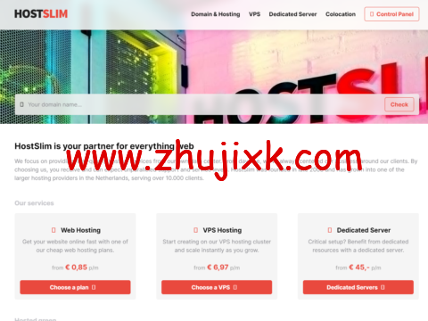 Hostslim：荷兰 vps，1 核/1GB 内存/100GB SSD 硬盘/不限流量/1Gbps 端口，€ 6,97/月起