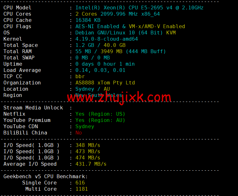 HostKvm：澳大利亚 vps，联通 9929 线路，原生 IP，六折优惠，.2/月起，支持 windows，简单测评，解锁 TikTok