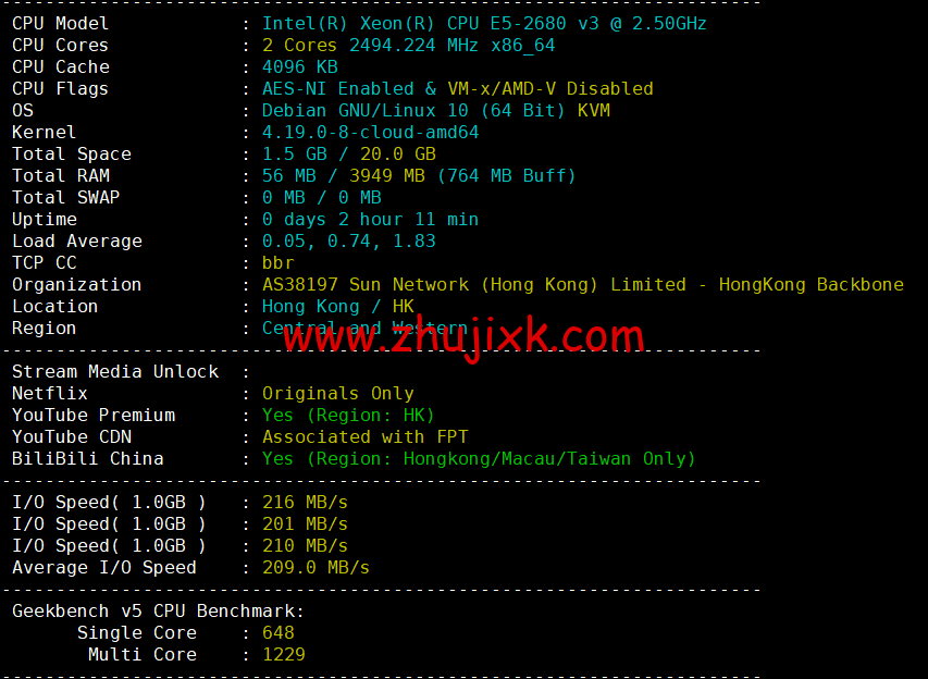 蓝米云：香港 CN2 GIA 云服务器，简单测评