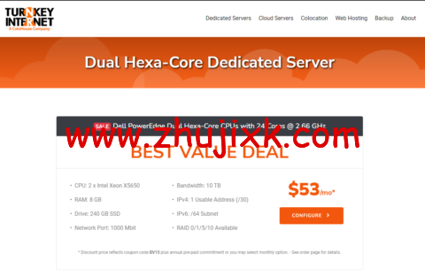 TurnkeyInternet:美国独立服务器,2*X5650/8G 内存/240GB SSD/10 TB 流量/1Gbps 带宽,/月起,30 天退款保证 TurnkeyInternet:美国独立服务器,2*X5650/8G 内存/240GB SSD/10 TB 流量/1Gbps 带宽,/月起,30 天退款保证