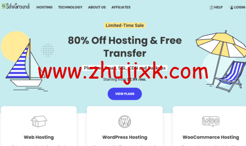 SiteGround：夏季特卖，WordPress 官方推荐主机，月付.99 起，免费站点转移