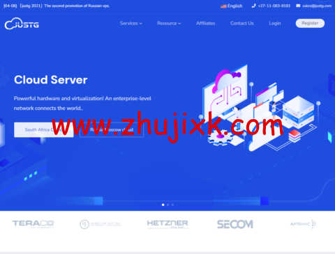 JUSTG：南非 cn2 gia vps，1 核/512M 内存/10G SSD 硬盘/500G 流量/500Mbps 带宽，月付.99，年付.99