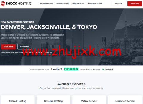 ShockHosting:美国 cPanel 虚拟主机,无限存储,无限流量,https://www.zhujixk.com/wp-content/uploads/2022/09/1663858097-shockhosting-480x350.png.99/月起,可选美国/欧洲/日本/新加坡等多机房 ShockHosting:美国 cPanel 虚拟主机,无限存储,无限流量,.99/月起,可选美国/欧洲/日本/新加坡等多机房