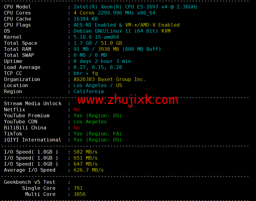 Justhost：美国洛杉矶机房 vps，200M-1Gbps 不限流量，解锁 Disney+，.1/月起，简单测评