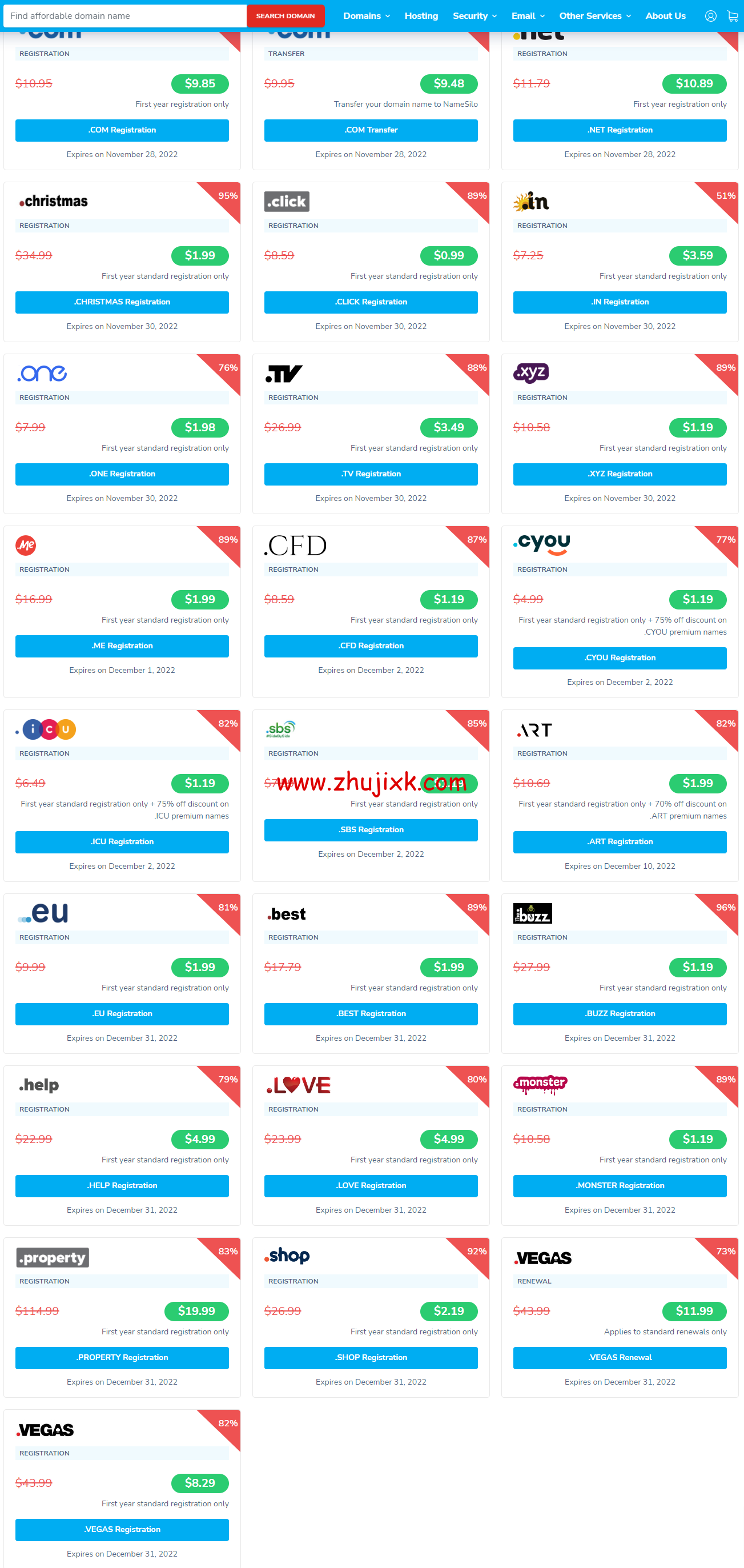 #2022 年黑色星期五/网络星期一优惠促销#Namesilo： 域名新注册和转入优惠，.COM 域名 首年 9.85 美元