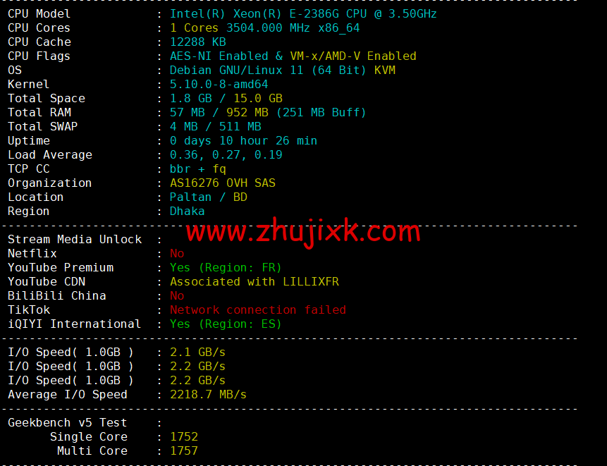 REGXA：法国鲁贝机房 vps，1 核/1G 内存/15gNVMe/1Gbps 带宽，.5/月起，简单测评