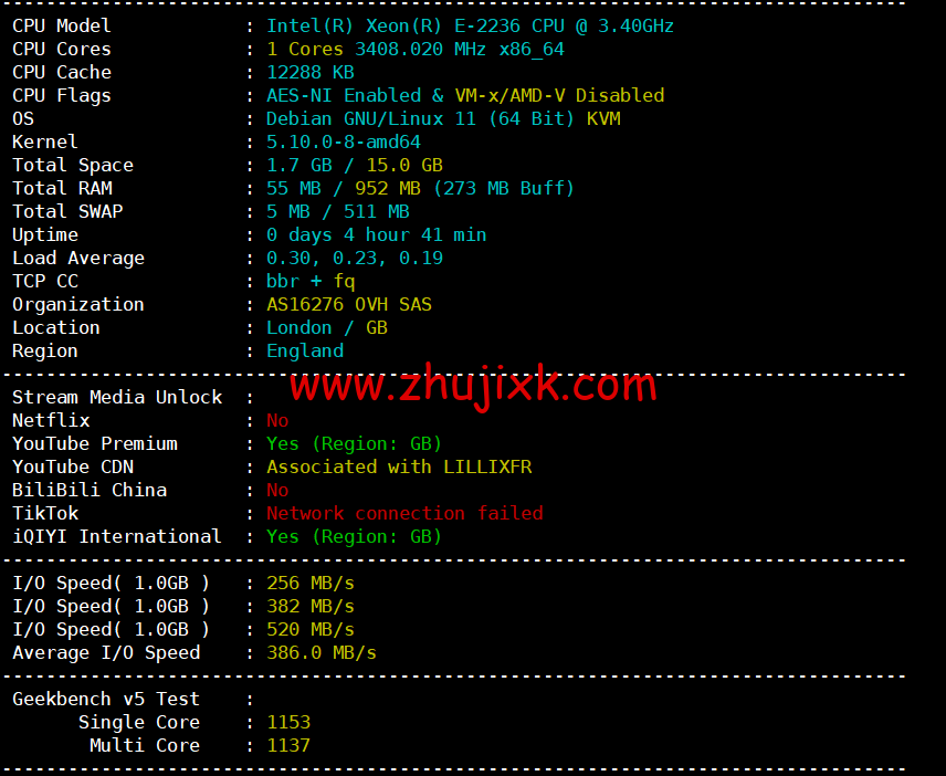 REGXA：英国伦敦机房 vps，1 核/1G 内存/15gNVMe/1Gbps 带宽，.5/月起，简单测评