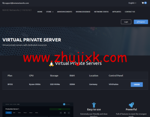 nvmenetworks:德国 vps,1 核@AMD Ryzen 9 5950X/1GB 内存/25GB NVMe/不限流量/1Gbps 带宽,€12/年 nvmenetworks:德国 vps,1 核@AMD Ryzen 9 5950X/1GB 内存/25GB NVMe/不限流量/1Gbps 带宽,€12/年