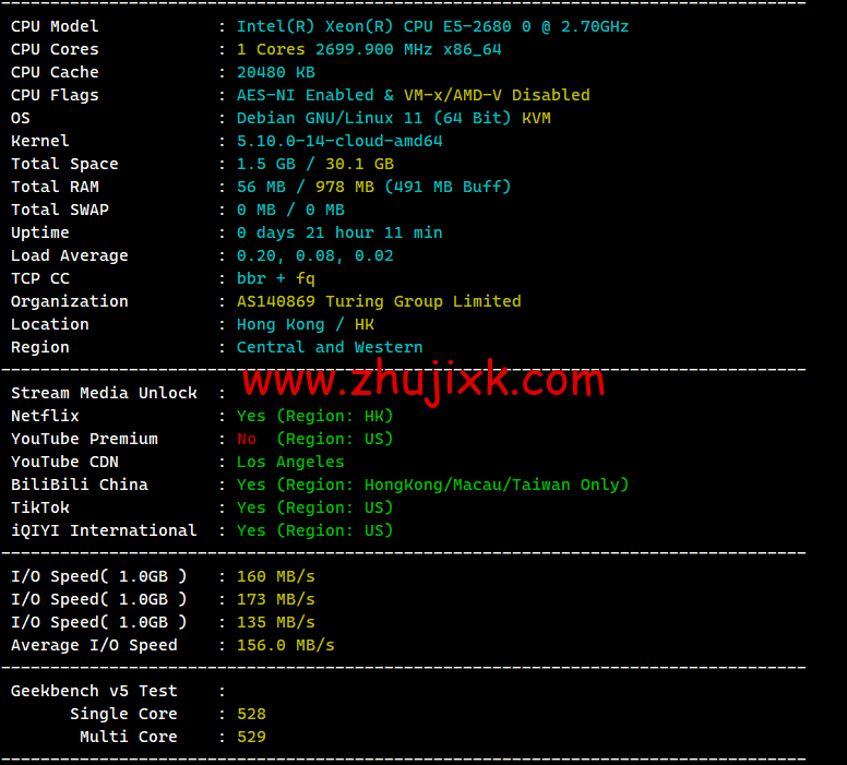 莱卡云：香港 BGP 标准版，1 核/1G 内存/30GB 硬盘/不限流量/3Mbps-20Mbps，15 元/月起，附简单测评