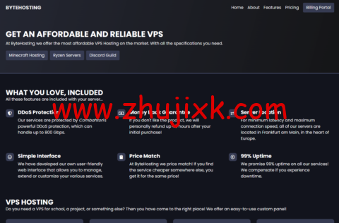 ByteHosting：德国法兰克福机房 vps，1 核/4GB/30GB/1TB/1Gbps 带宽，€3.99/月