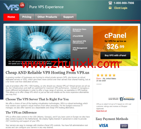 VPS.US：国外 VPS，1Gbps@不限流量，月付.99 起，年付送域名，可选美国/新加坡/德国等 12 个数据中心