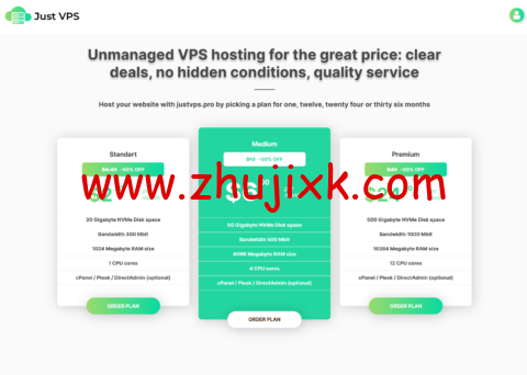justvps：300Mbps-1Gbps 带宽不限流量 vps，低至.2/月，可选香港/美国/俄罗斯等 21 个机房，支持免费换机房(IP)