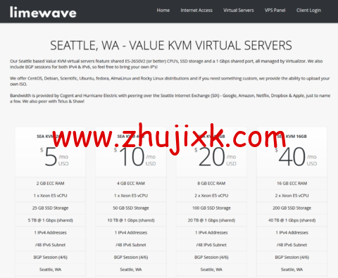 Limewave：西雅图 vps，AMD RYZEN9 3900X/512MB/25G SSD/1TB/1Gbps 带宽，.82/年