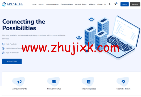 SpikeTel：香港 VPS，1 核 AMD EPYC 7402P/1GB/20G SSD/1TB/100Mbps 带宽，.45/月