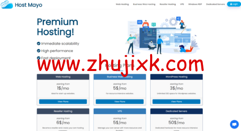HostMayo：洛杉矶机房 vps，1 核/1GB/20G SSD/不限流量/1Gbps 带宽，.5/月