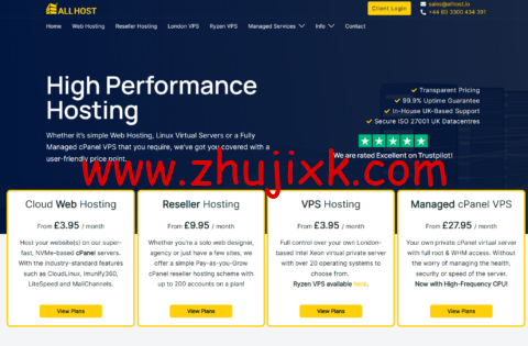 AllHost:英国 VPS,1 核/1GB/30G NVMe/8TB@2Gbps 带宽,£9.5/季度 AllHost:英国 VPS,1 核/1GB/30G NVMe/8TB@2Gbps 带宽,£9.5/季度