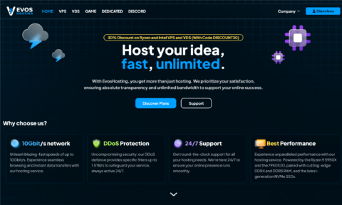 EvosHosting：荷兰机房 vps，4 核/8GB/100GB/5Gbps 带宽，€3.49/月