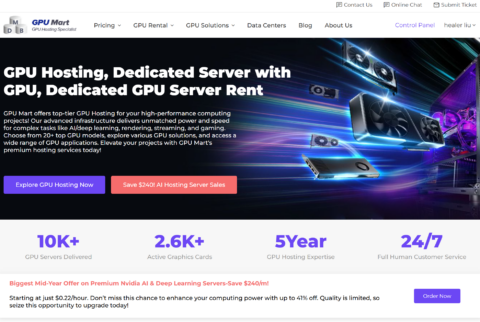 GPU Mart：海量 AI 训练/深度学习/推理,美国 GPU 服务器大促，6 折优惠，/月起，立省 0 刀