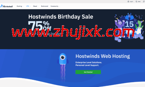 #15 周年促销#Hostwinds：托管型 VPS/虚拟主机，最低 2.5 折优惠，西雅图直连 VPS，.75/月起，可选美国/荷兰机房