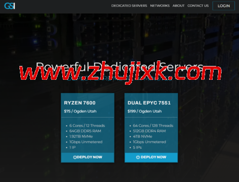 GorillaServers：洛杉矶服务器，AMD Ryzen 7700/64GB/960GB NVMe/1Gbps 不限流量，/月
