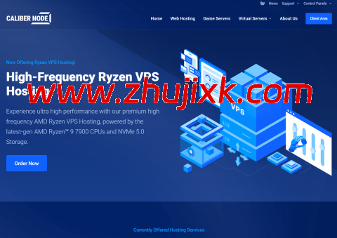 calibernode：北卡机房 vps，1 核/1GB/20GB SSD/2TB@1Gbps 带宽，.96/年